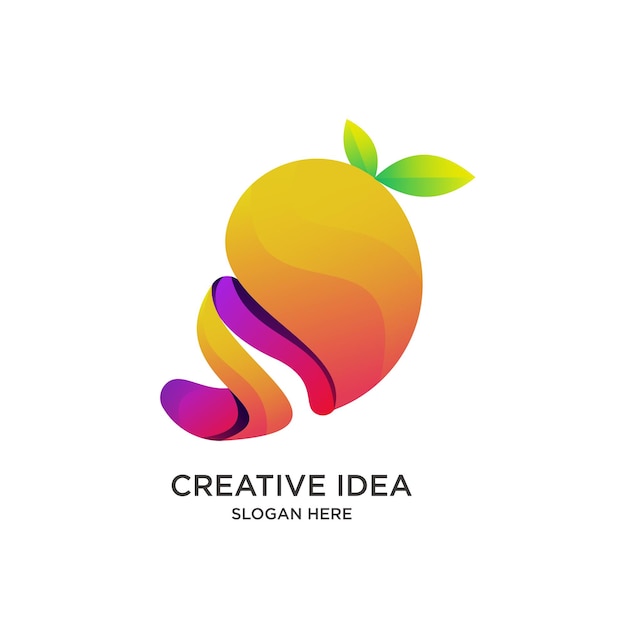 Vetor design de logotipo de frutas gradiente colorido simples moderno