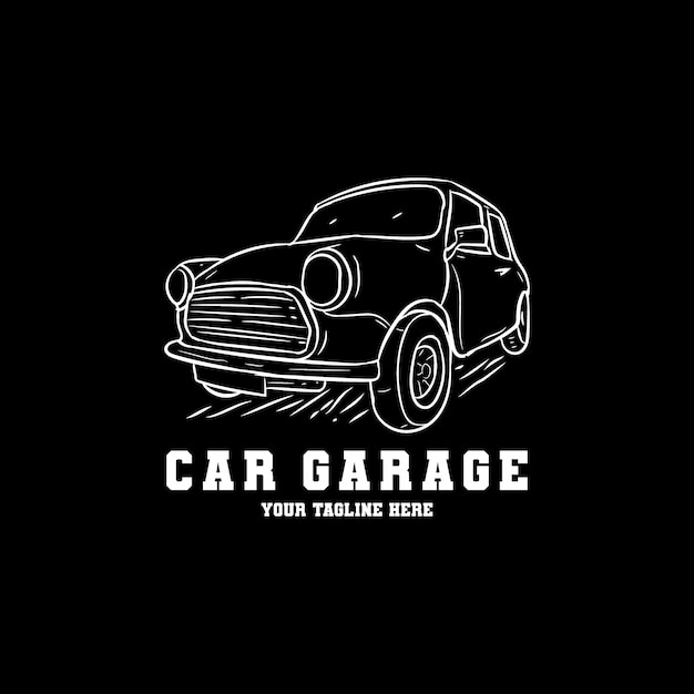 Design de logotipo de garagem de carro desenhado de mão