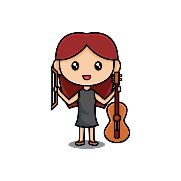 Design de logotipo de garota violinista segurando violino