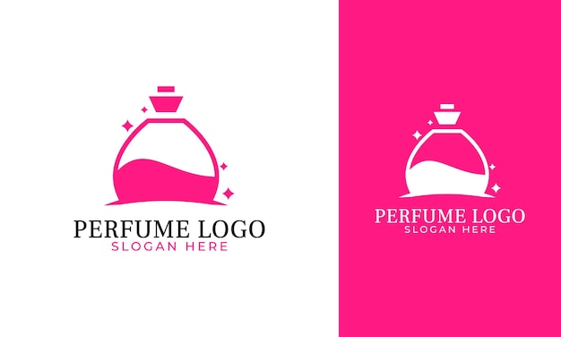 Design de logotipo de garrafa de perfume brilhante