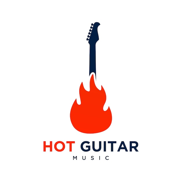 Design de logotipo de guitarra quente