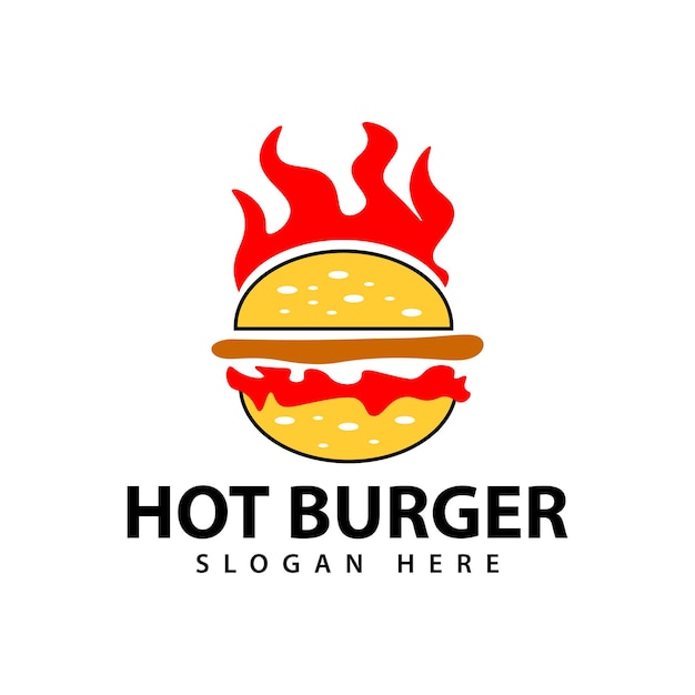 Design de logotipo de hambúrguer quente