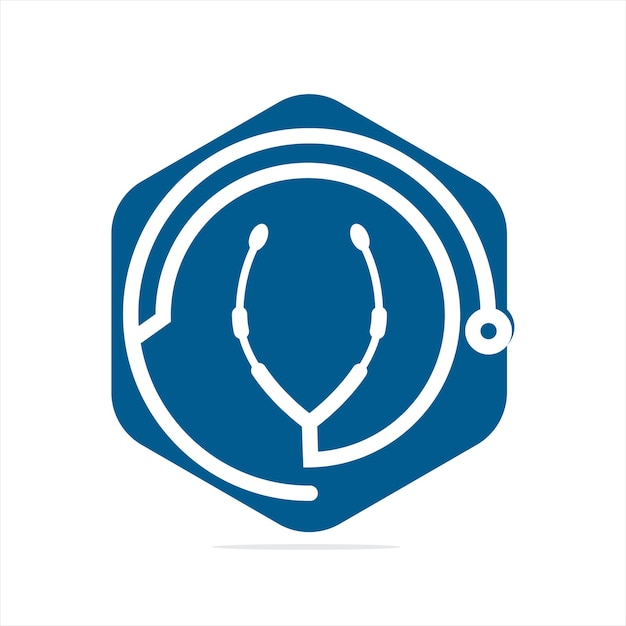 Design de logotipo de hospital médico de estetoscópio símbolo de cuidados de saúde design de logotipo de vetor médico