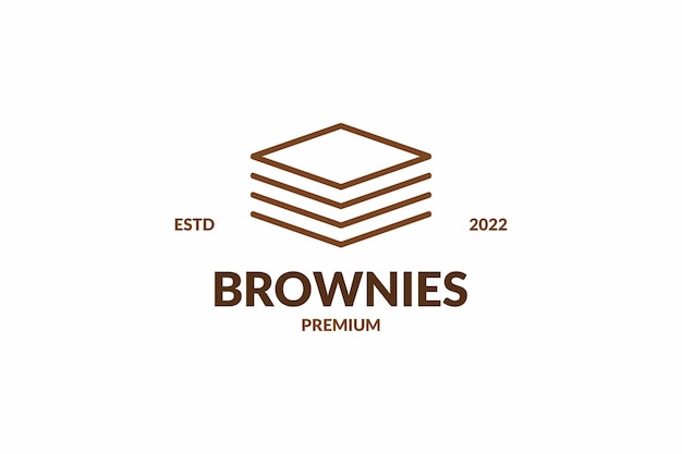 Design de logotipo de ícone de brownies de linha plana