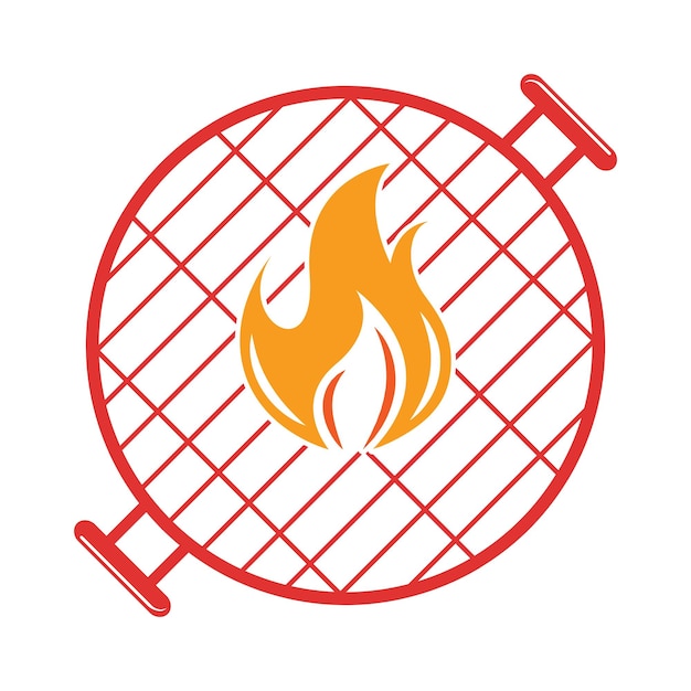 Vetor design de logotipo de ícone de churrasco