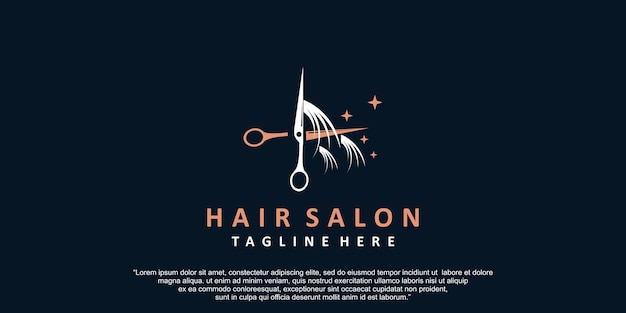 Design de logotipo de ícone de corte de cabelo com conceito moderno vetor premium