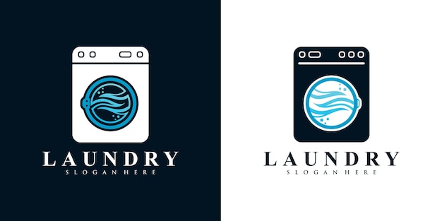 Vetor design de logotipo de ícone de lavanderia para lavar com conceito criativo vetor premium