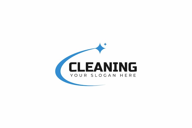 Design de logotipo de ícone de serviço de limpeza plana