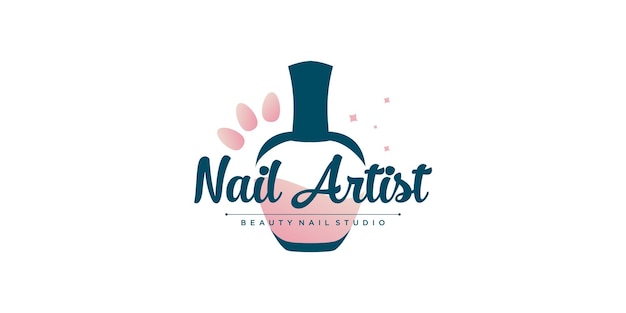Design de logotipo de ícone de vetor de unhas com estilo moderno e exclusivo Vetor Premium