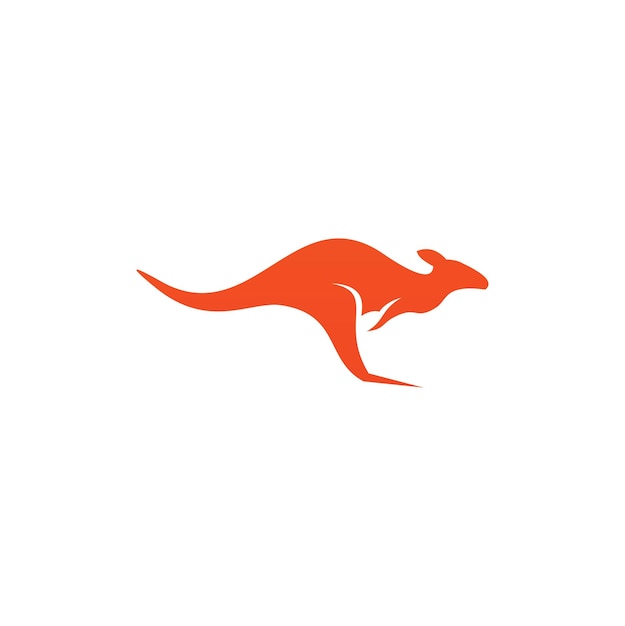 Design de logotipo de ícone plano de canguru, vetor premium
