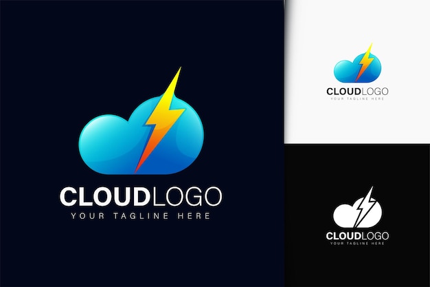 Design de logotipo de iluminação em nuvem com gradiente