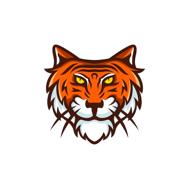 Design de logotipo de ilustração de cabeça de tigre selvagem