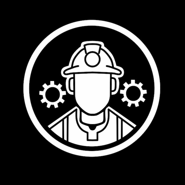 Design de logotipo de ilustração de tema de trabalhador em fundo preto