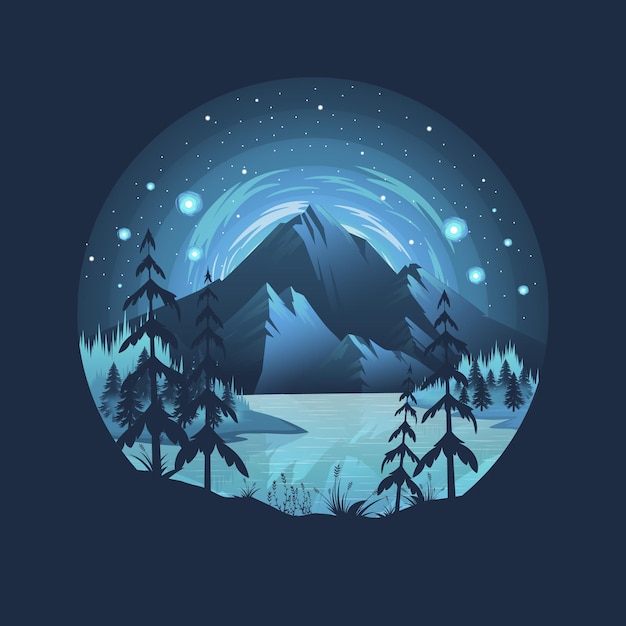 Design de logotipo de ilustração vetorial de paisagem de montanha de beleza