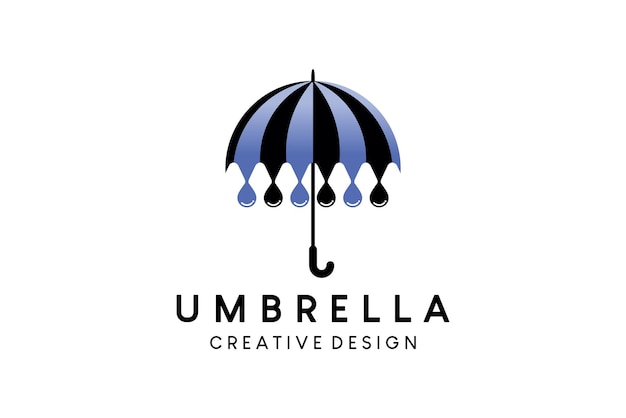 Design de logotipo de ilustração vetorial guarda-chuva combinado com gotas de água no conceito moderno criativo