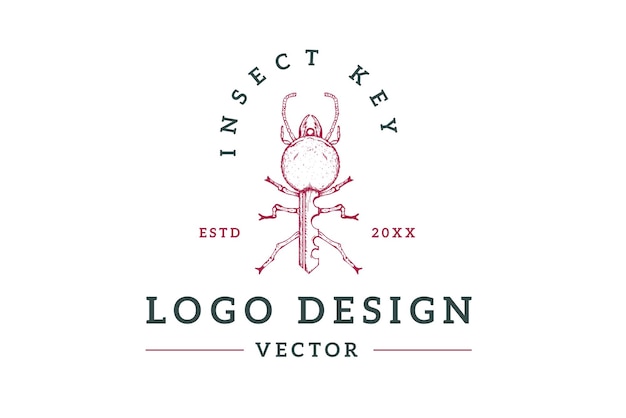 Design de logotipo de inseto e chave