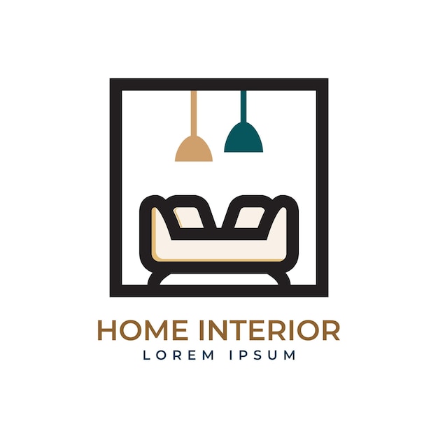 Vetor design de logotipo de interiores para decoração de casa