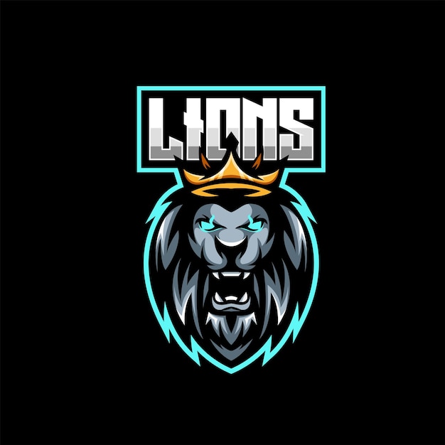 Design de logotipo de jogos esportivos de leão