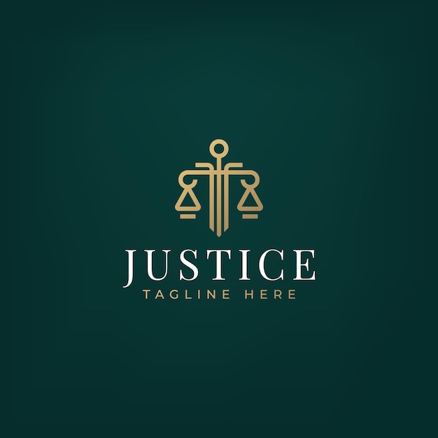 Vetor design de logotipo de justiça de luxo vetorial