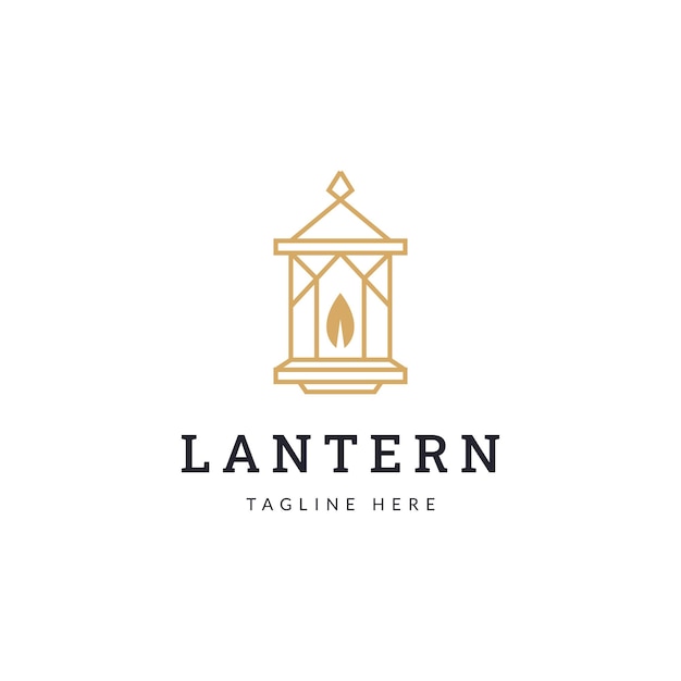 Vetor design de logotipo de lanterna com conceito de estilo de arte de linha