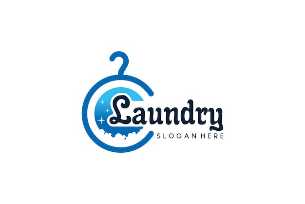 Design de logotipo de lavanderia e limpeza a seco com o conceito de letra c