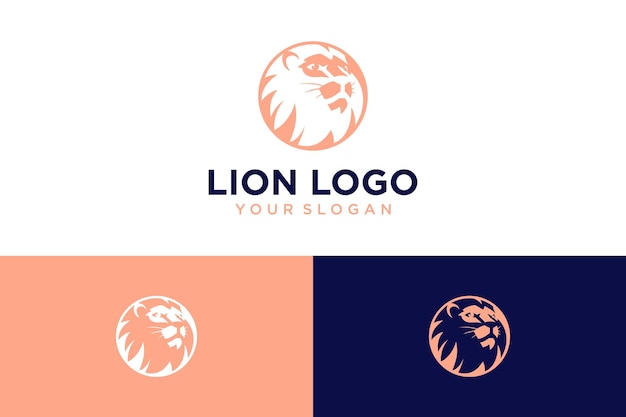 design de logotipo de leão com estilo circular