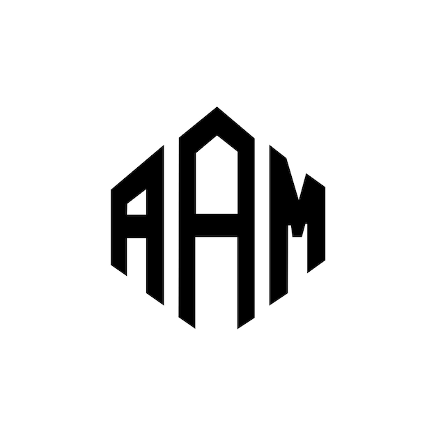 Vetor design de logotipo de letra aam com forma de polígono aam polígono e forma de cubo aam modelo de logotipo vetorial hexágono cores brancas e pretas aam monograma logotipo de negócios e imóveis