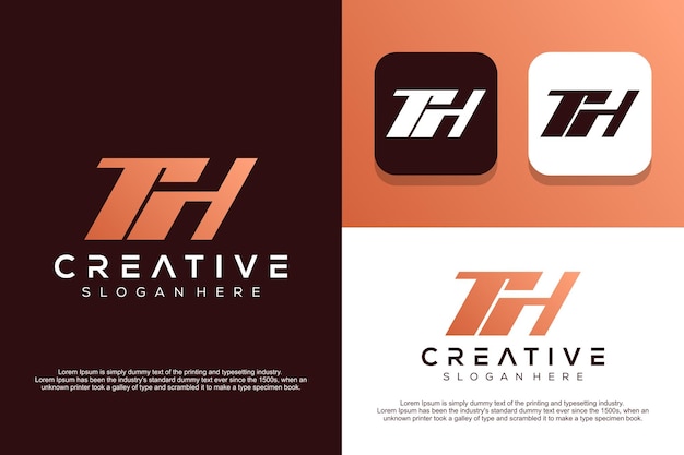 Design de logotipo de letra abstrata monograma th