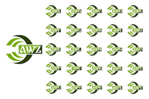 Design de logotipo de letra awa para awz com duas cores
