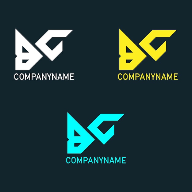 Design de logotipo de letra BC com três cores