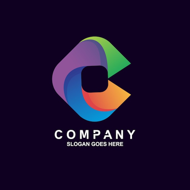 Vetor design de logotipo de letra c gradiente colorido