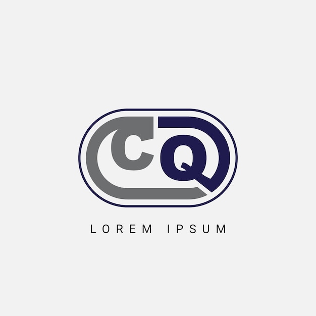 Vetor design de logotipo de letra cq ou qc com um design de logotipo inicial de letra de corte criativo