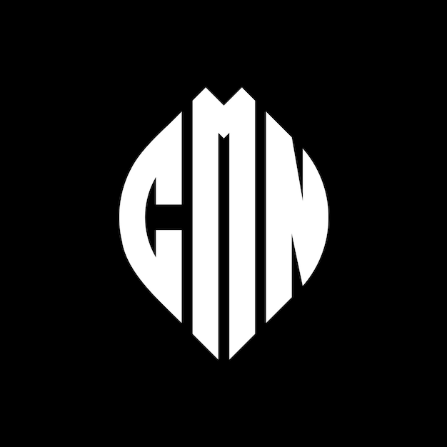 Design de logotipo de letra de círculo cmn com forma de círculo e elipse letras de elipse cmn com estilo tipográfico as três iniciais formam um logotipo de círculo cmn emblema de círculo abstracto monograma letra marca vector.