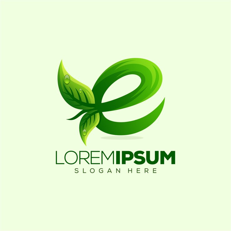 Vetor design de logotipo de letra e folha