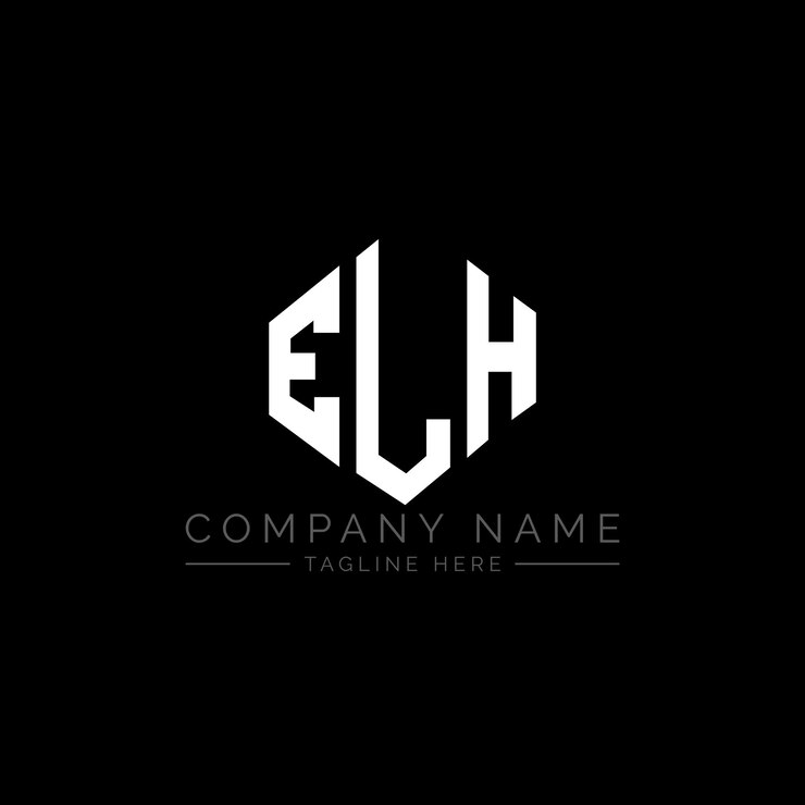 Vetor design de logotipo de letra elh com forma de polígono elh polígono e forma de cubo design de logotipo elh hexágono modelo de logotipo vetorial cores brancas e pretas elh monograma de negócios e logótipo imobiliário
