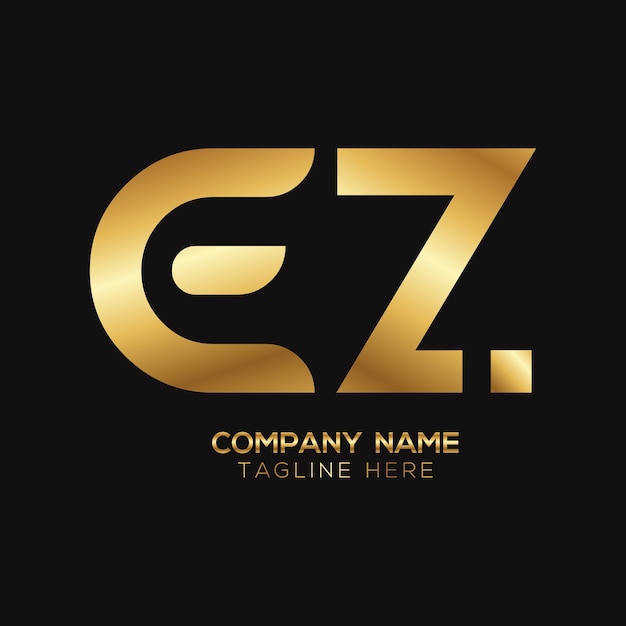 Vetor design de logotipo de letra ez metálico dourado