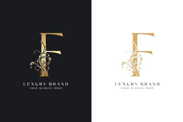 Design de logotipo de letra f com ícone criativo de ouro premium