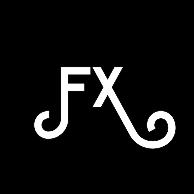 Vetor design de logotipo de letra fx em fundo preto fx iniciais criativas conceito de logotipo da letra fx design de letra fx design de letra branca em fundo preto f x f x logotipo