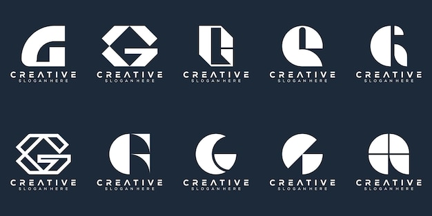 Design de logotipo de letra g de monograma conjunto abstrato
