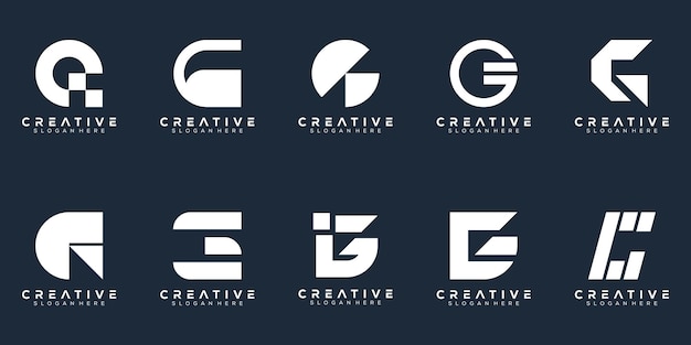 Design de logotipo de letra g de monograma conjunto abstrato