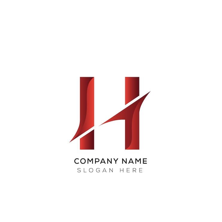 Vetor design de logotipo de letra h 3d gradiente mínimo