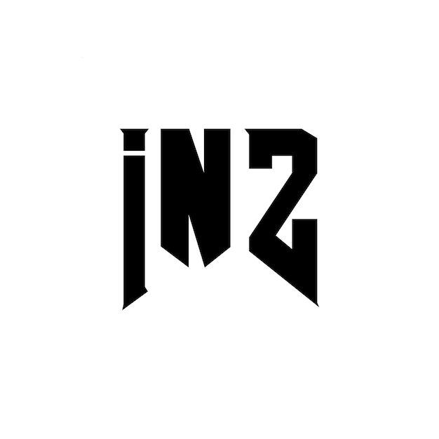 Design de logotipo de letra INZ para empresa de tecnologia INZ design de logotipo combinação de cores preto e branco INZ logotipo INZ vetor INZ design ícone INZ alfabeto INZ tipografia logotipo design