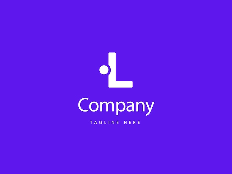 Vetor design de logotipo de letra l maiúscula com fundo azul púrpura logotipo tipo l com letra criativa de ponto l