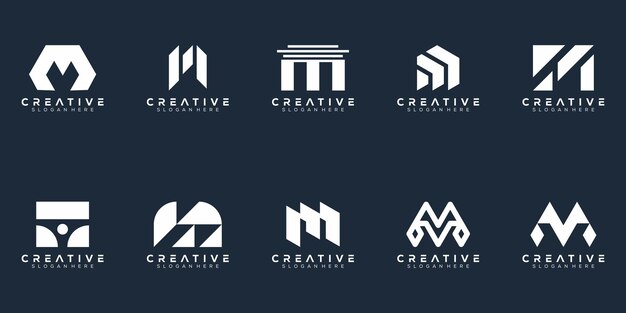 design de logotipo de letra m de monograma conjunto abstrato