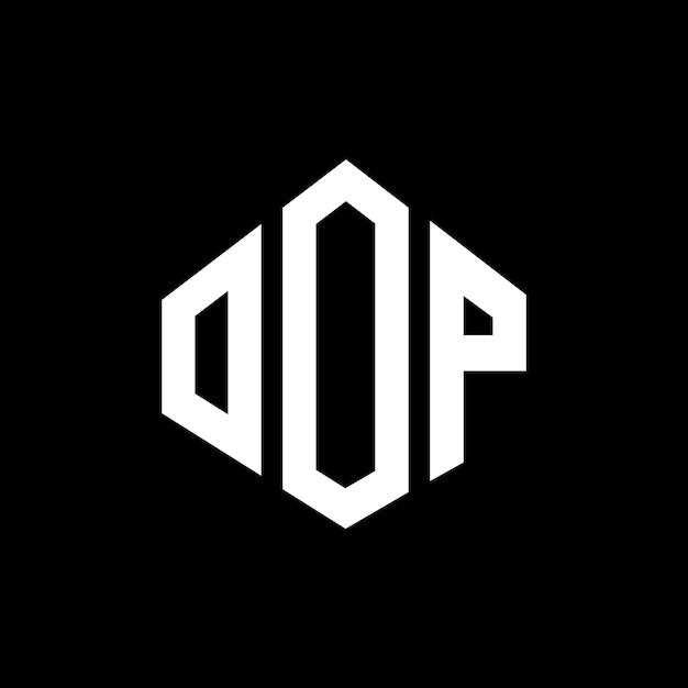 Vetor design de logotipo de letra oop com forma de polígono oop polígono e forma de cubo desenho de logotipo oop hexágono modelo de logotipo vetorial cores branco e preto oop monograma logotipo de negócios e imóveis