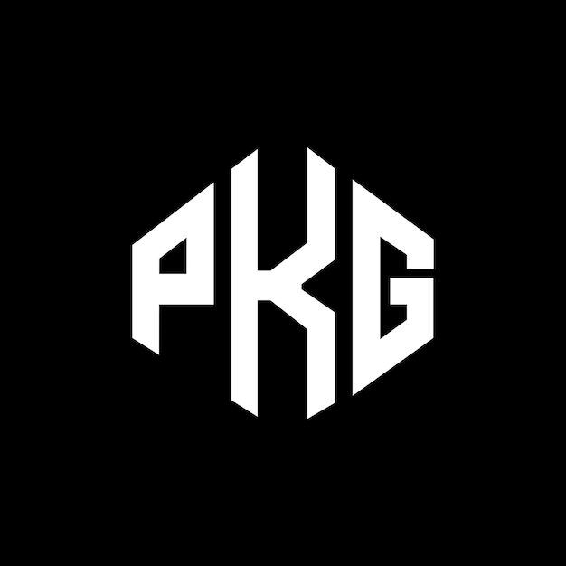 Vetor design de logotipo de letra pkg com forma de polígono pkg polígono e forma de cubo design de logotipo pkg hexágono modelo de logotipo vetorial cores brancas e pretas pkg monograma logotipo de negócios e imóveis