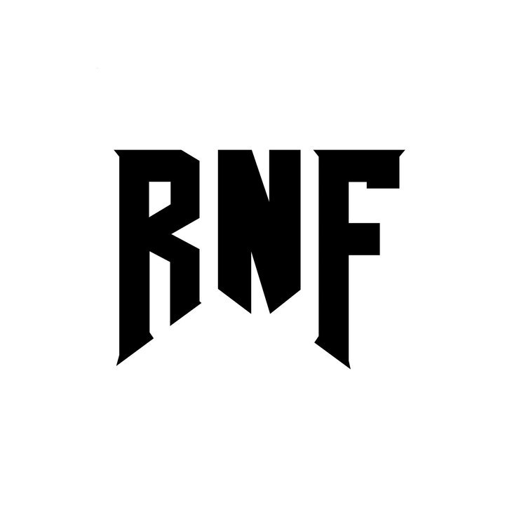 Vetor design de logotipo de letra rnf para empresa de tecnologia rnf design de logotipo combinação de cores preto e branco rnf logotipo rnf vetor rnf design rnf ícone rnf alfabeto rnf tipografia logotipo design