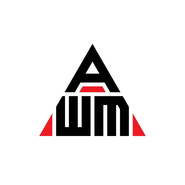 Design de logotipo de letra triangular AWM com forma de triângulo AWM design de logotipo triangular monograma AWM modelo de logotipo vetorial triangular com cor vermelha AWM logotipo triangle simples elegante e luxuoso