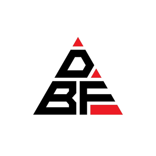 Design de logotipo de letra triangular DBF com forma de triângulo DBF design de logotipo triangular monograma DBF modelo de logotipo vetorial triangular com cor vermelha DBF logotipo triangle simples elegante e luxuoso