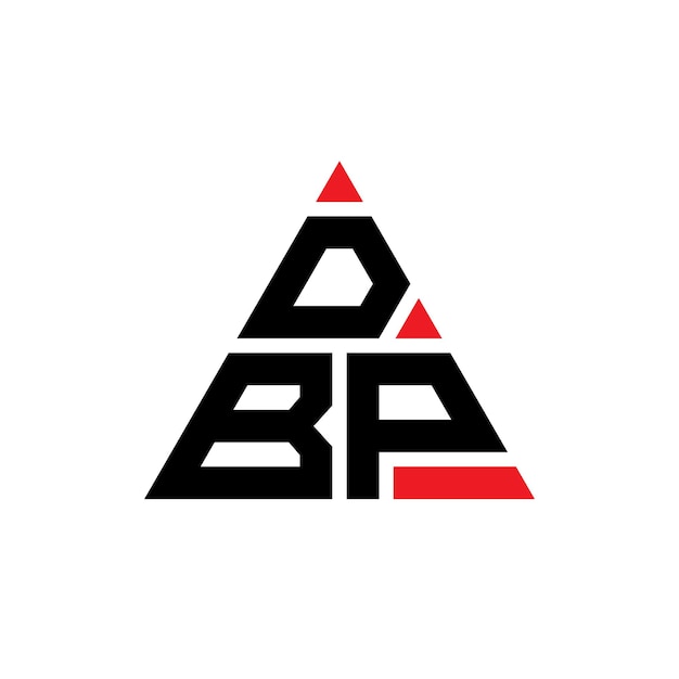Design de logotipo de letra triangular DBP com forma de triângulo DBP design de logotipo triangular monograma DBP triângulo vetor modelo de logotipo DBP com cor vermelha Logotipo triangulares DBP simples elegante e luxuoso
